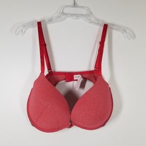 Victoria's Secret Red Shimmer Push Up Bra Size 38DD